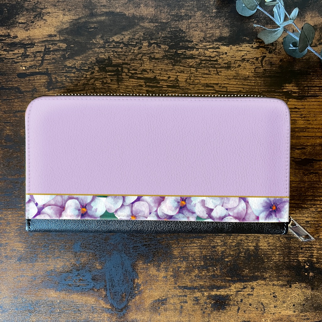 梅雨の紫陽花の長財布(薄紫) アジサイ 花 雨 紫陽花 財布