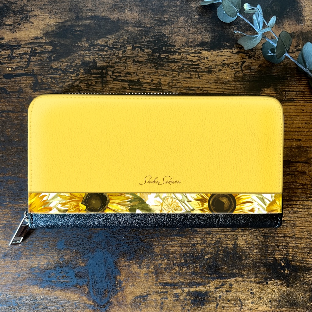 夏のひまわりの長財布 ひまわり 夏 花 財布