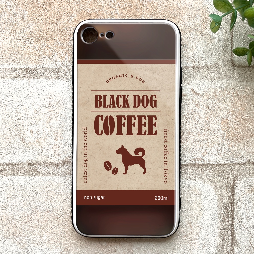 わんこコーヒーのスマホケース（強化ガラス） コーヒー 犬 メンズ iphone14 iphone13 SE3 XR iphone15 他
