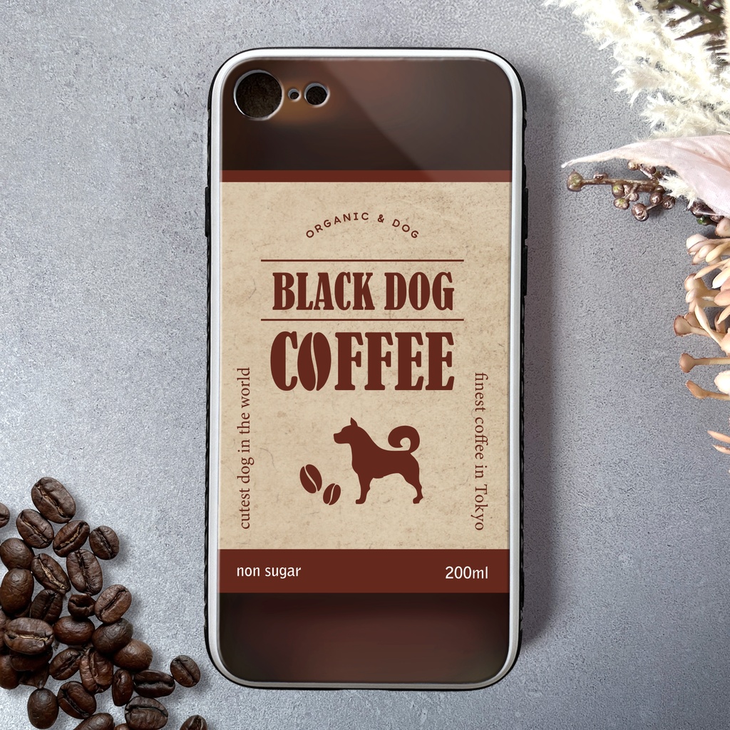 わんこコーヒーのスマホケース(強化ガラス) コーヒー 犬 メンズ iphone17e iphone16 SE3 XR iphone15 他
