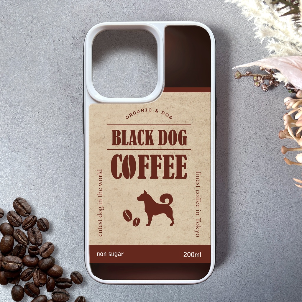 わんこコーヒーのスマホケース(強化ガラス) コーヒー 犬 メンズ iphone17e iphone16 SE3 XR iphone15 他