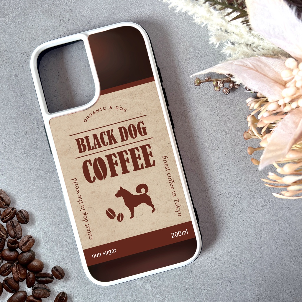 わんこコーヒーのスマホケース（強化ガラス） コーヒー 犬 メンズ iphone17e iphone16 SE3 XR iphone15 他