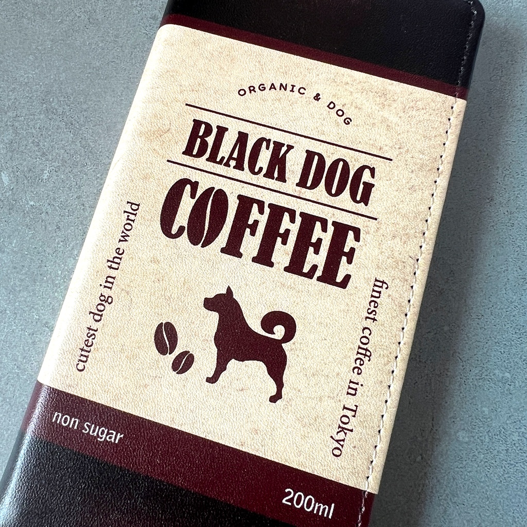 わんこコーヒーの手帳型スマホケース メンズ コーヒー 犬 柴犬 iPhone17e Air iphone14 iphone16e iphone15 他