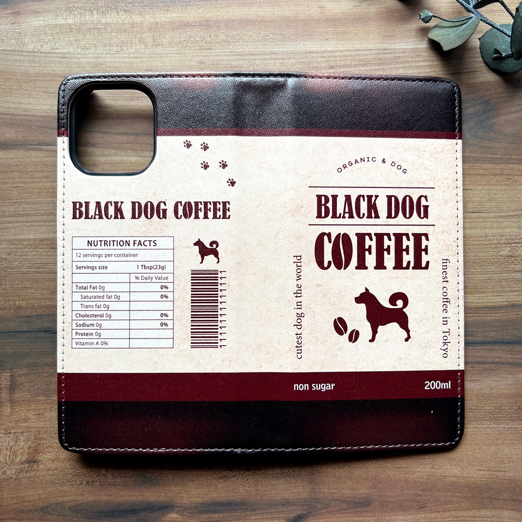 わんこコーヒーの手帳型スマホケース メンズ コーヒー 犬 柴犬 iPhone17 Air iphone14 iphone16e iphone15 他
