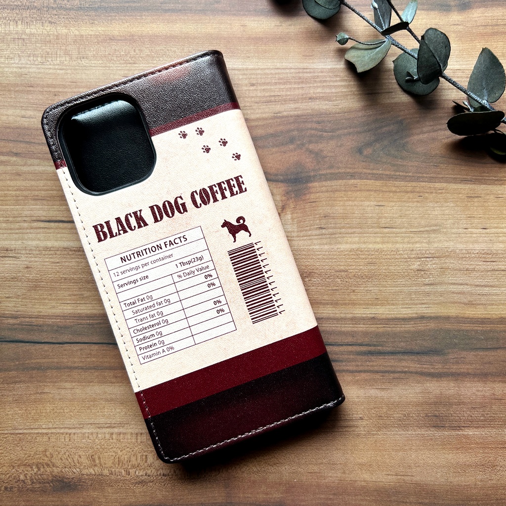 わんこコーヒーの手帳型スマホケース メンズ コーヒー 犬 柴犬 iPhone17 Air iphone14 iphone16e iphone15 他