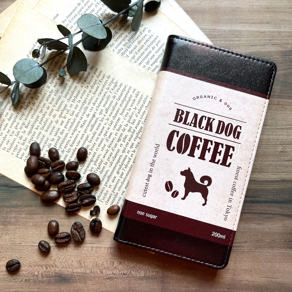 わんこコーヒーの手帳型スマホケース メンズ コーヒー 犬 柴犬 スマホケース iphone14 iphone16e iphone15 他