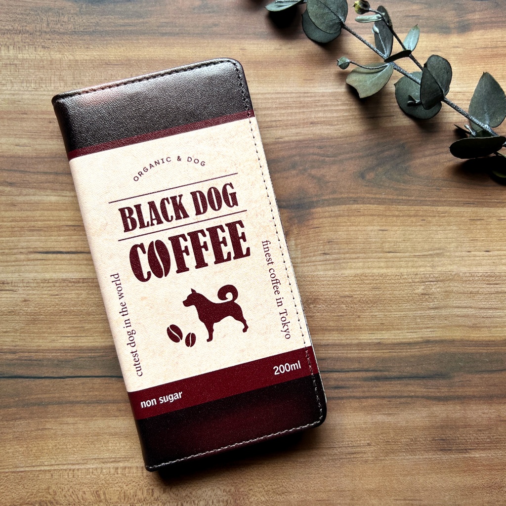 わんこコーヒーの手帳型スマホケース メンズ コーヒー 犬 柴犬 iPhone17 Air iphone14 iphone16e iphone15 他