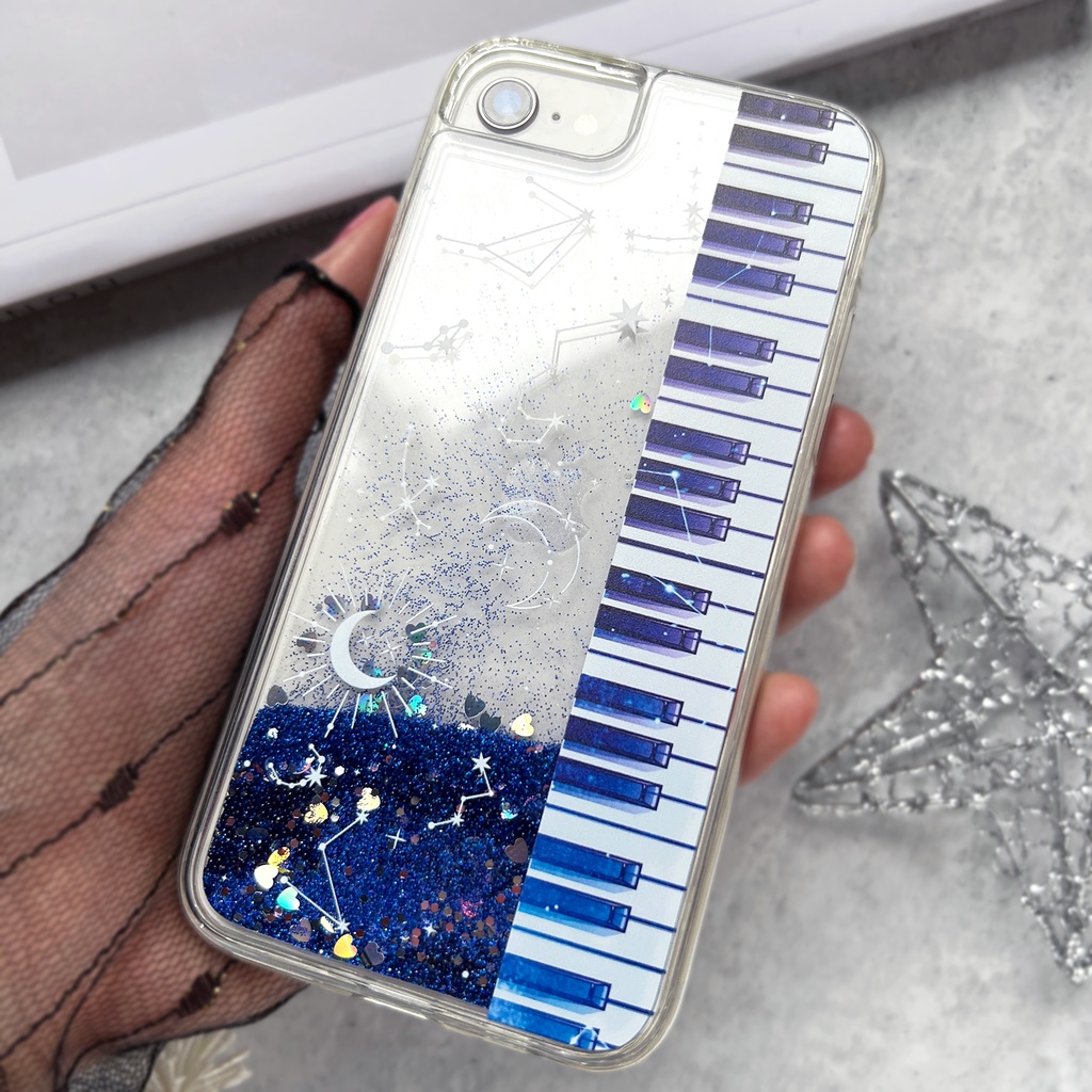 宇宙とピアノのグリッターケース 銀河 宇宙 iphone15 iphone17 air iphone14 iPhone16e ピアノ