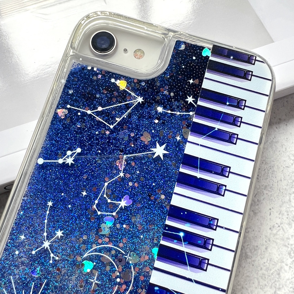 宇宙とピアノのグリッターケース 銀河 宇宙 iphone15 iphone17 air iphone14 iPhone16e ピアノ