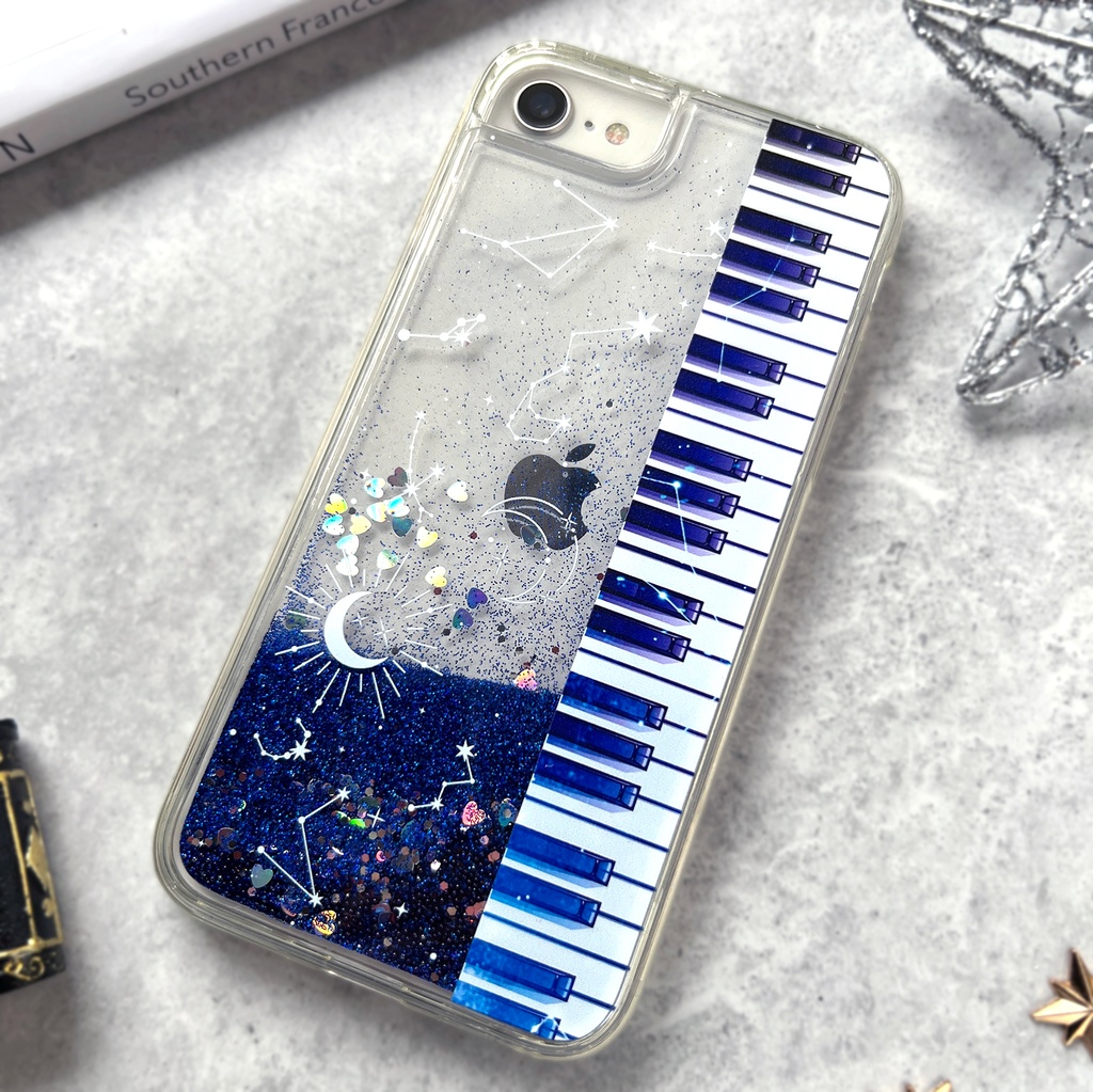 宇宙とピアノのグリッターケース 銀河 宇宙 iphone15 iphone17 air iphone14 iPhone16e ピアノ