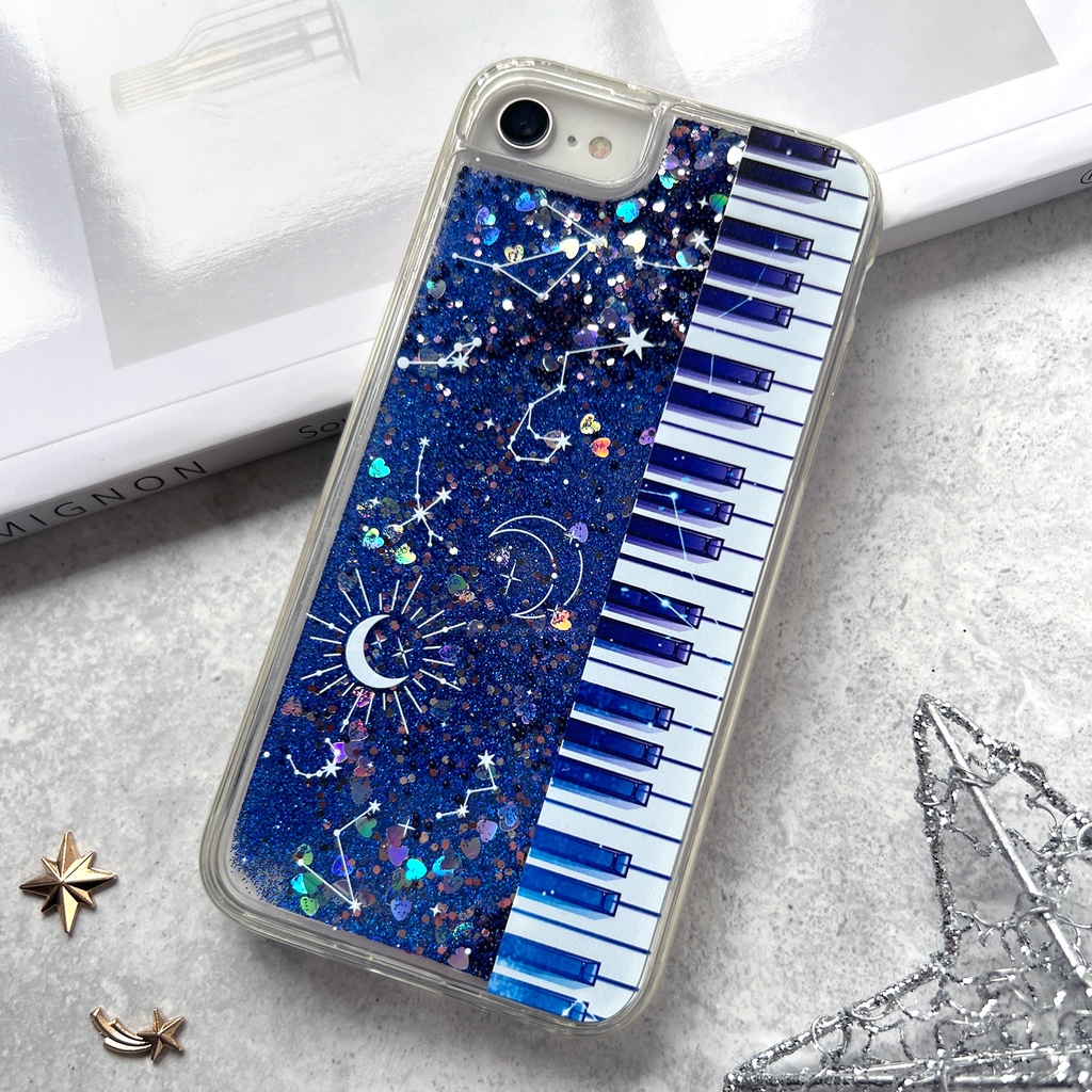 宇宙とピアノのグリッターケース 銀河 宇宙 iphone15 iphone17 air iphone14 iPhone16e ピアノ