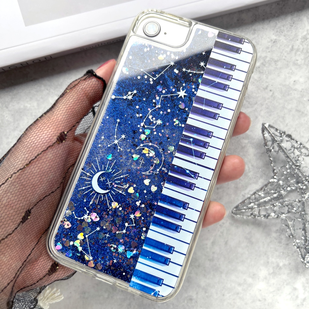 宇宙とピアノのグリッターケース 銀河 宇宙 iphone15 iphone17 air iphone14 iPhone16e ピアノ