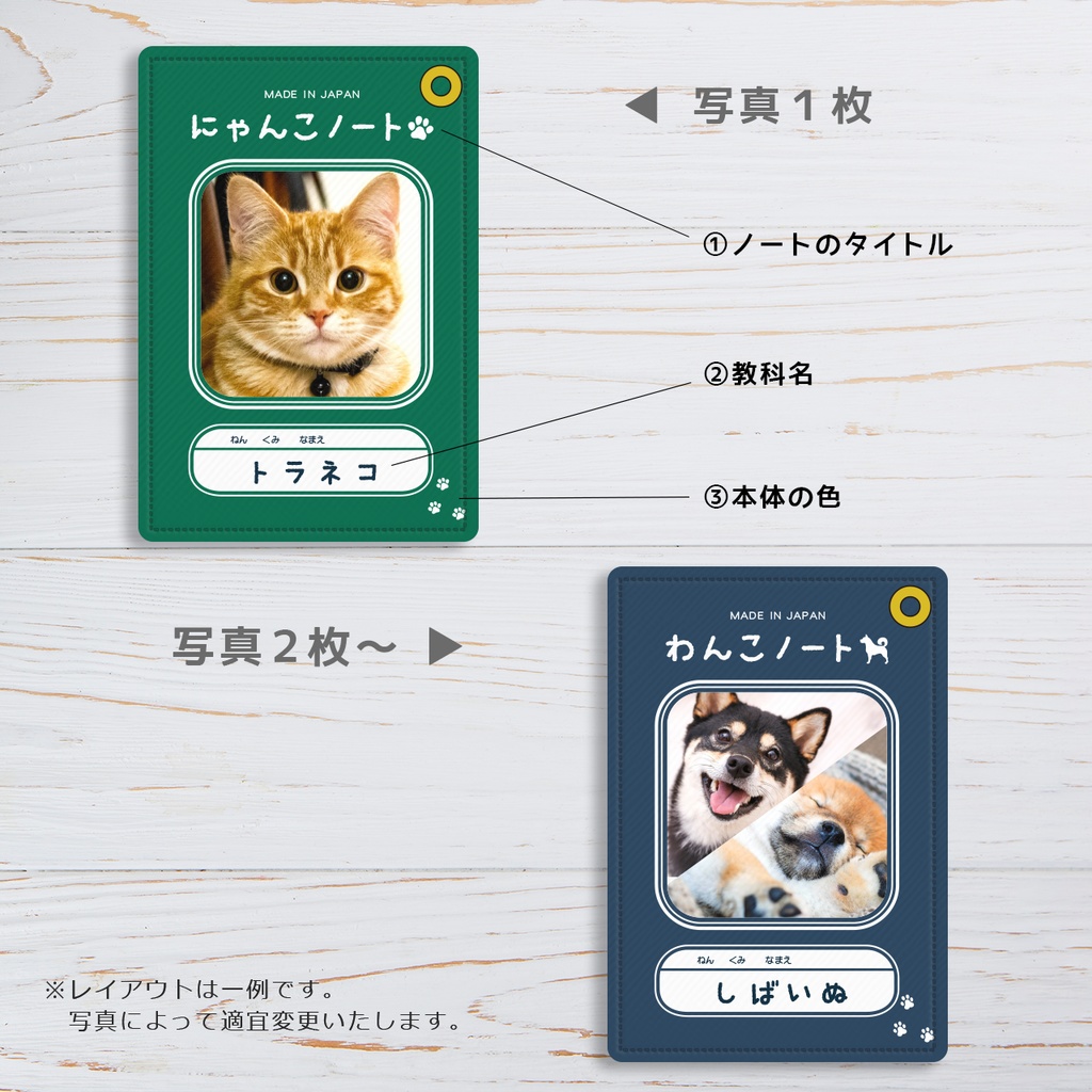 お好きな写真で!オリジナルノート風うちの子パスケース 定期入れ メンズ カードケース 猫 犬 うさぎ