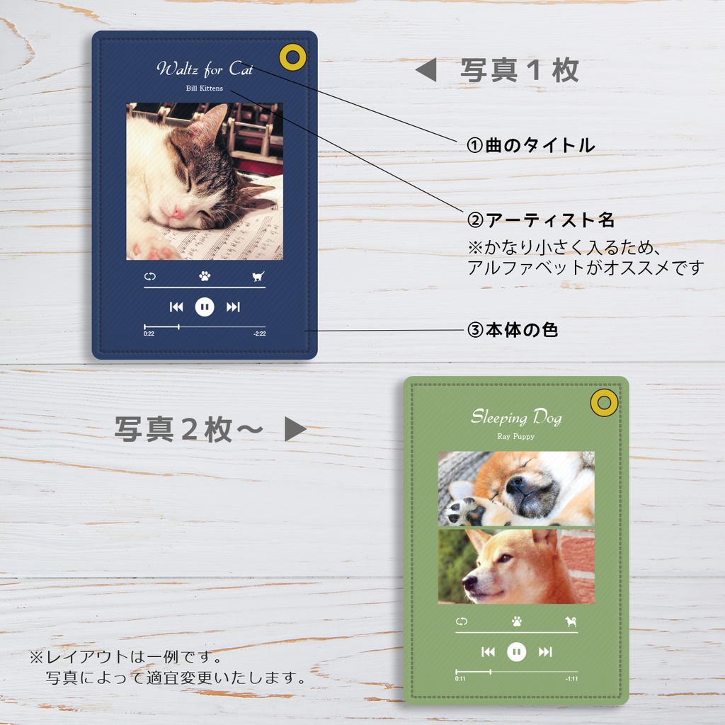 お好きな写真で!オリジナルAnimal Pod風うちの子パスケース 定期入れ メンズ カードケース 猫 犬 うさぎ