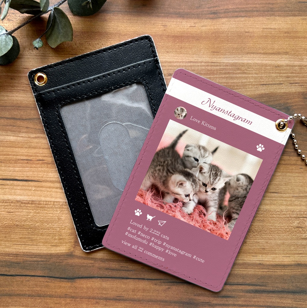 お好きな写真で!オリジナルSNS風 うちの子パスケース 定期入れ カードケース 猫 犬 うさぎ