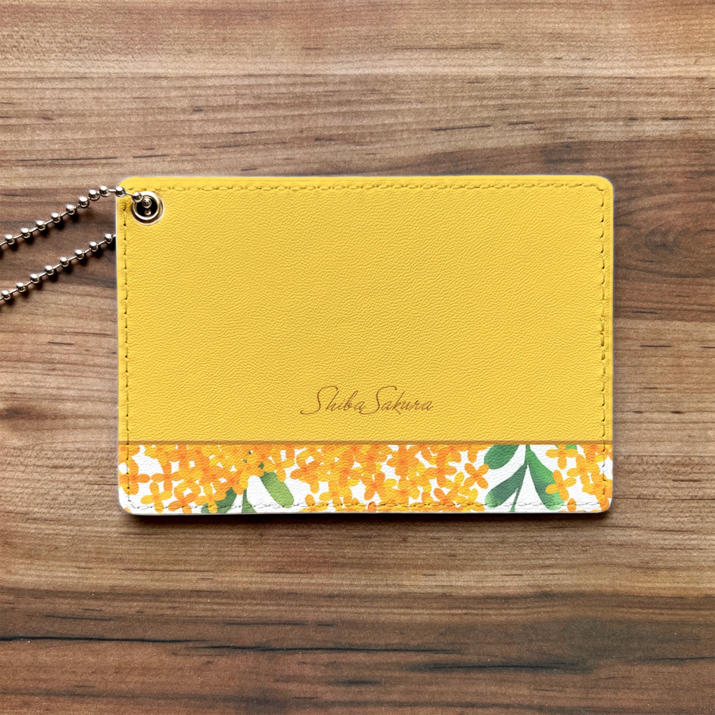 キンモクセイのパスケース(黄金色)金木犀 花 定期入れ カードケース