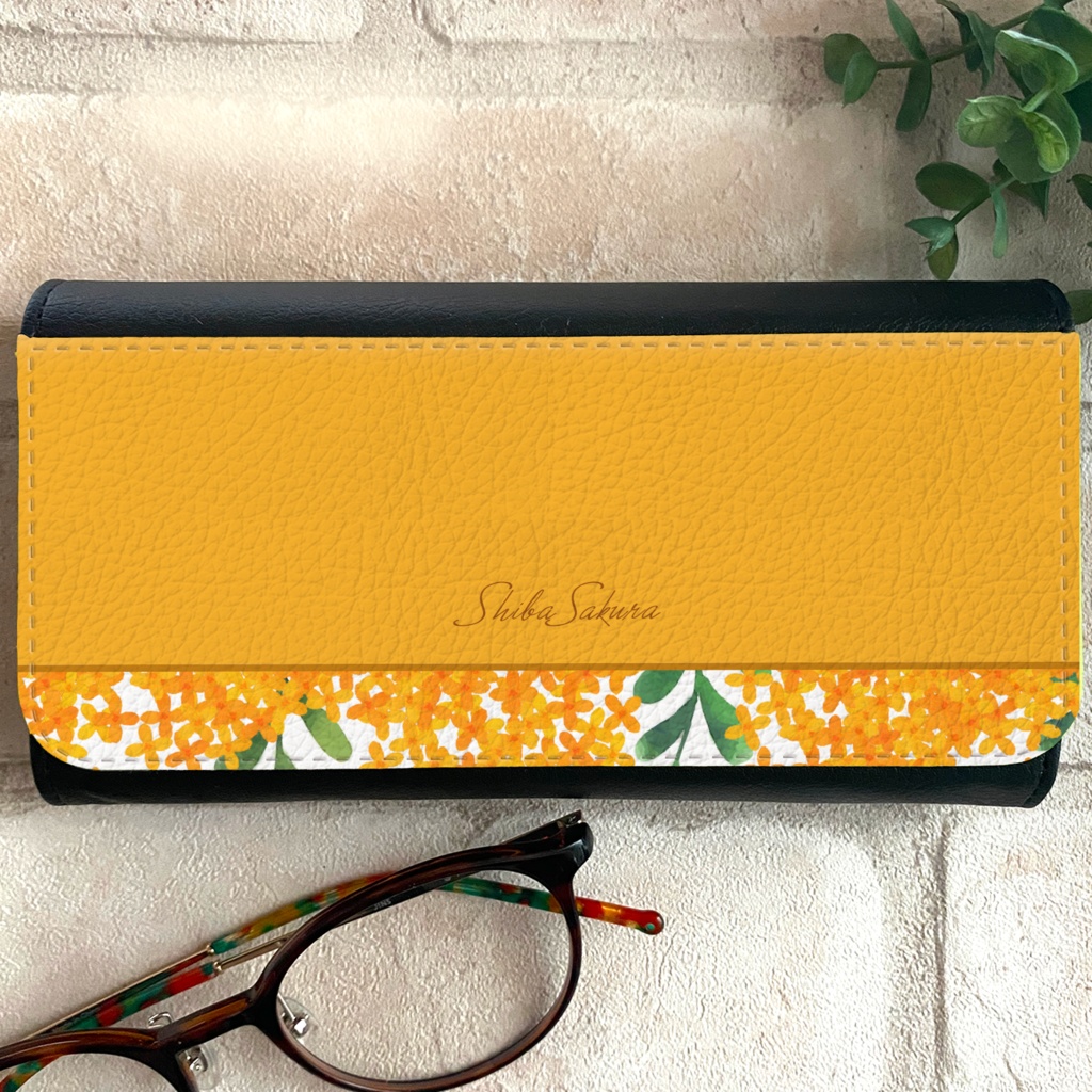 キンモクセイのメガネケース (薄橙) 花 メガネ入れ メガネケース 金木犀