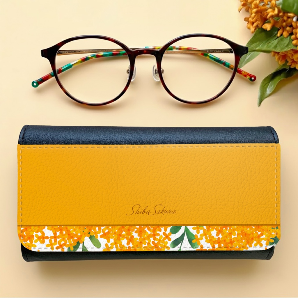 キンモクセイのメガネケース （薄橙） 花 メガネ入れ メガネケース 金木犀