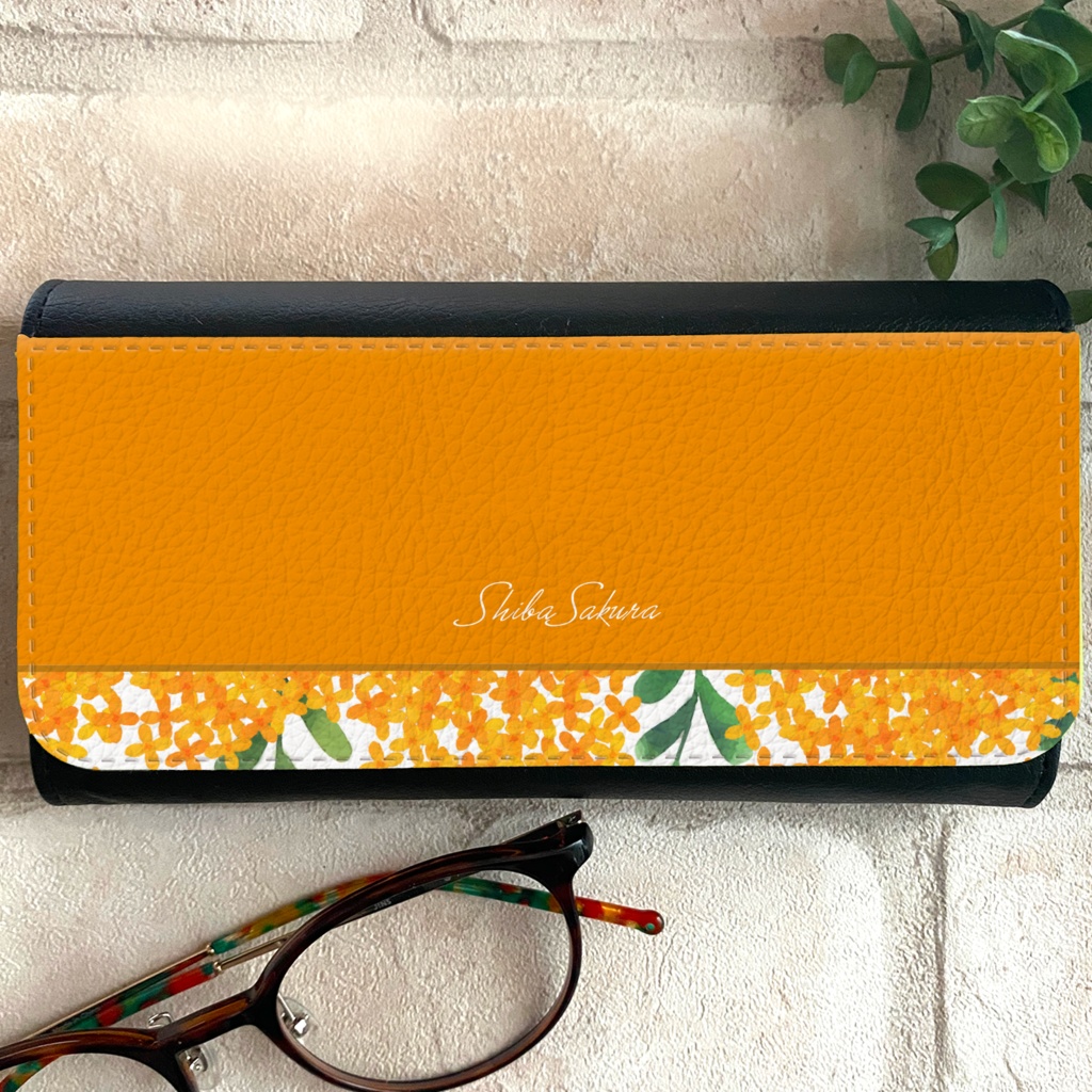 キンモクセイのメガネケース (濃橙) 花 メガネ入れ メガネケース 金木犀