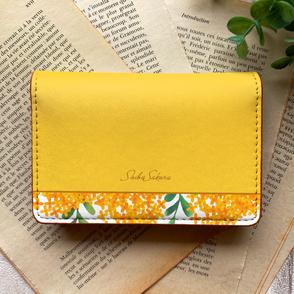 キンモクセイの名刺ケース (黄金色)金木犀 花 秋 カードケース 名刺入れ