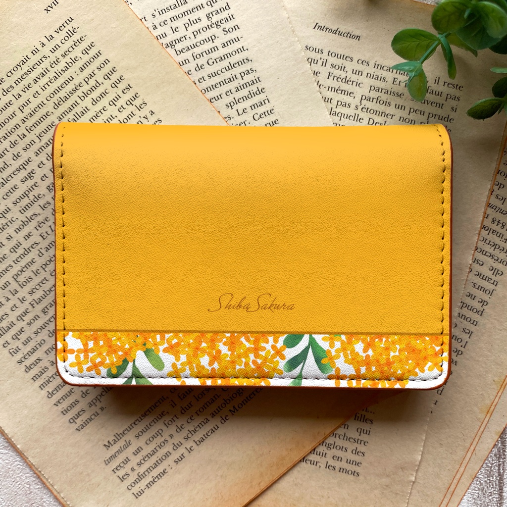 キンモクセイの名刺ケース (薄橙)金木犀 花 秋 カードケース 名刺入れ