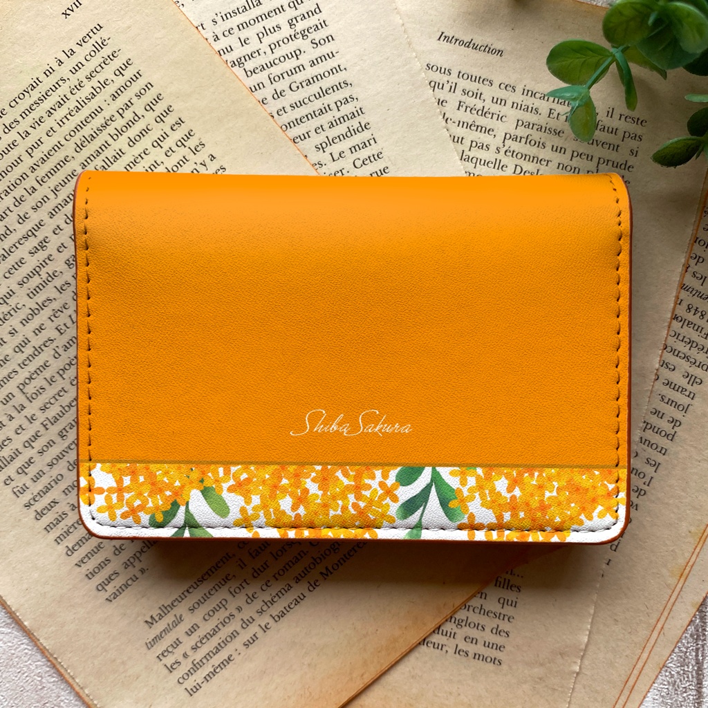 キンモクセイの名刺ケース (濃橙)金木犀 花 秋 カードケース 名刺入れ