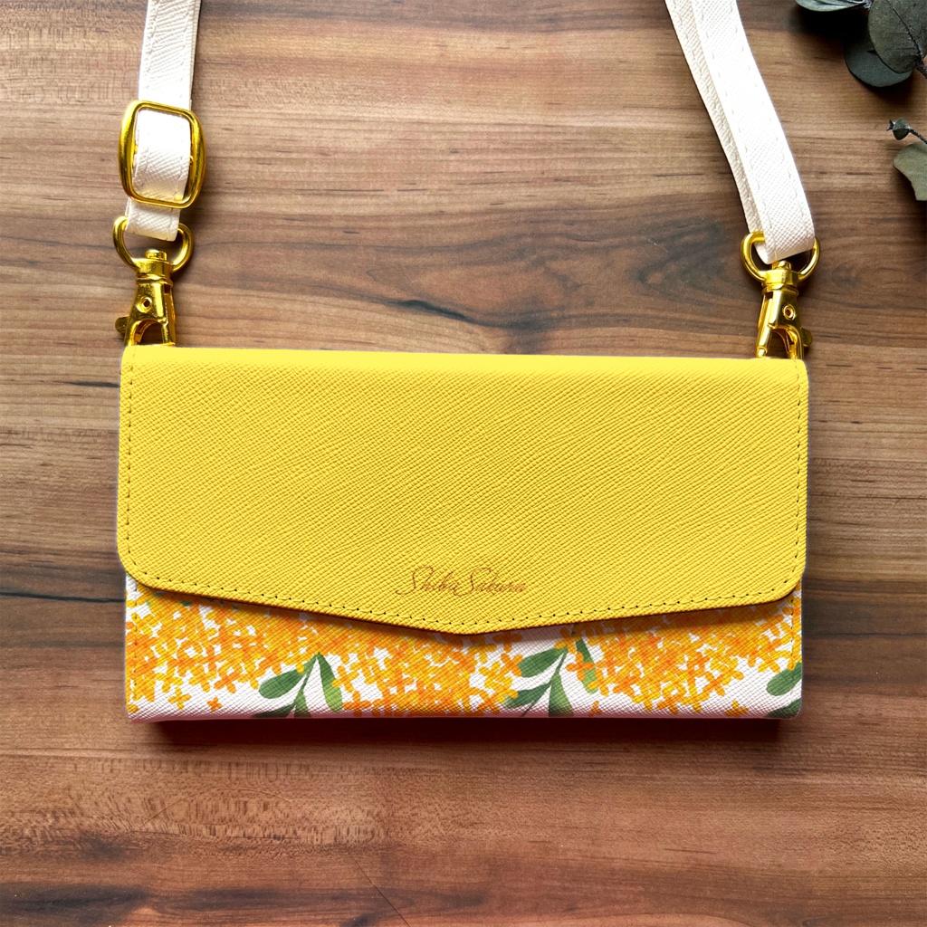 キンモクセイの三つ折り手帳型スマホケース(黄金色) 全機種対応 スマホケース iphone Android 金木犀 iphone13 iphone15 iPhone16e