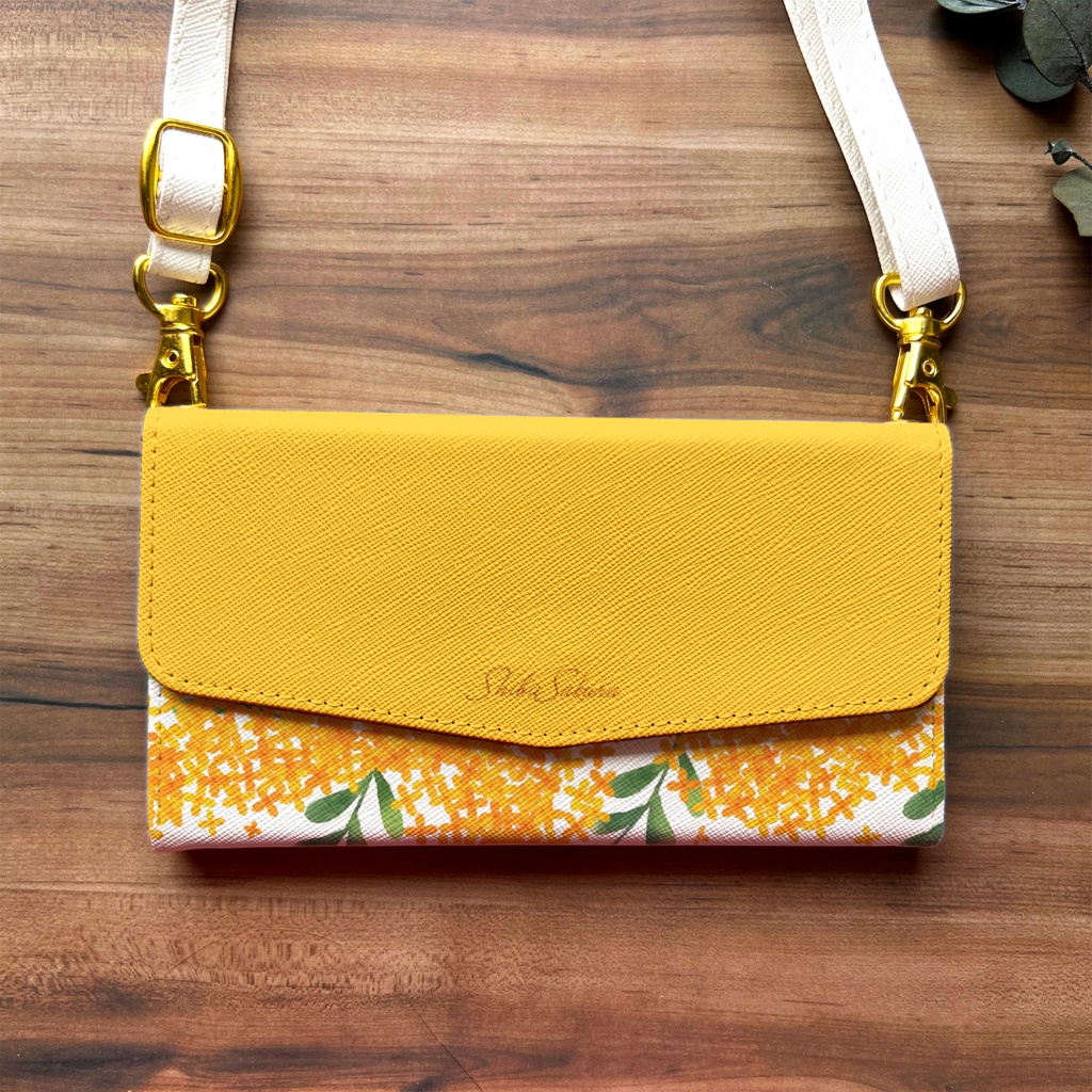 キンモクセイの三つ折り手帳型スマホケース(薄橙) 全機種対応 スマホケース iphone Android 金木犀 iphone13 iphone15 iPhone16e