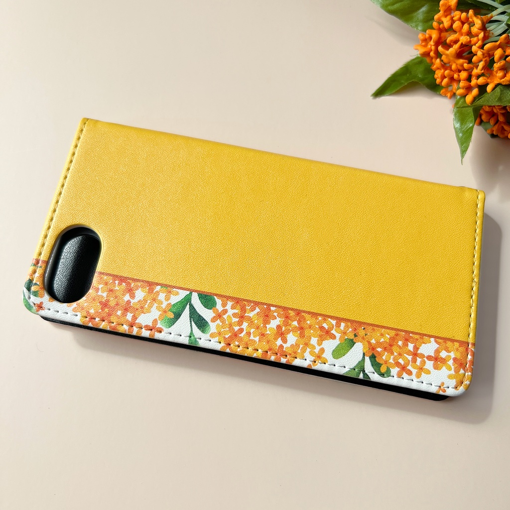 キンモクセイの手帳型スマホケース(黄金色) 金木犀 花 スマホケース iPhone17 Air iphone15 iphone16e 全機種対応
