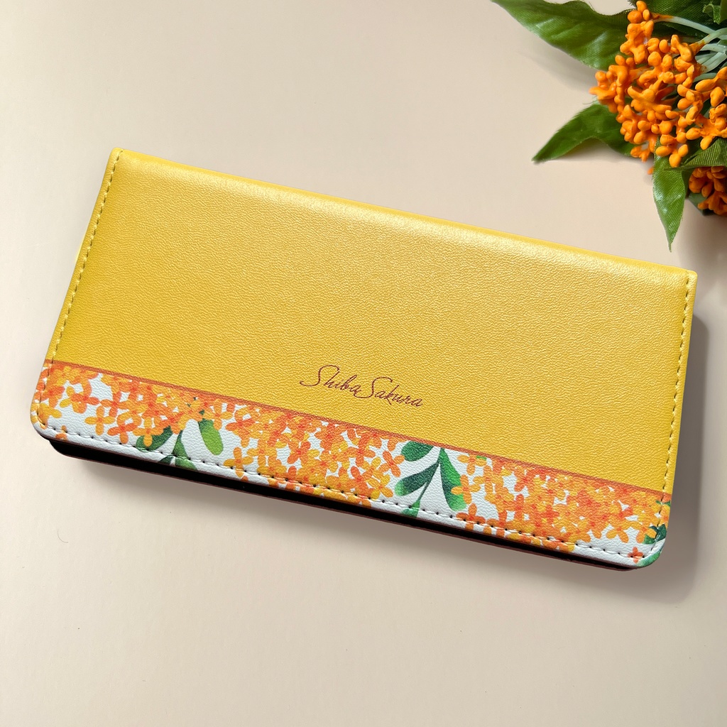 キンモクセイの手帳型スマホケース(黄金色) 金木犀 花 スマホケース iPhone17 Air iphone15 iphone16e 全機種対応