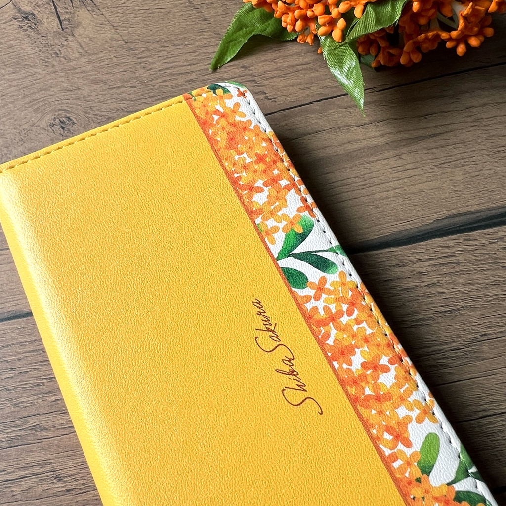 キンモクセイの手帳型スマホケース(黄金色) 金木犀 花 スマホケース iPhone17 Air iphone15 iphone16e 全機種対応