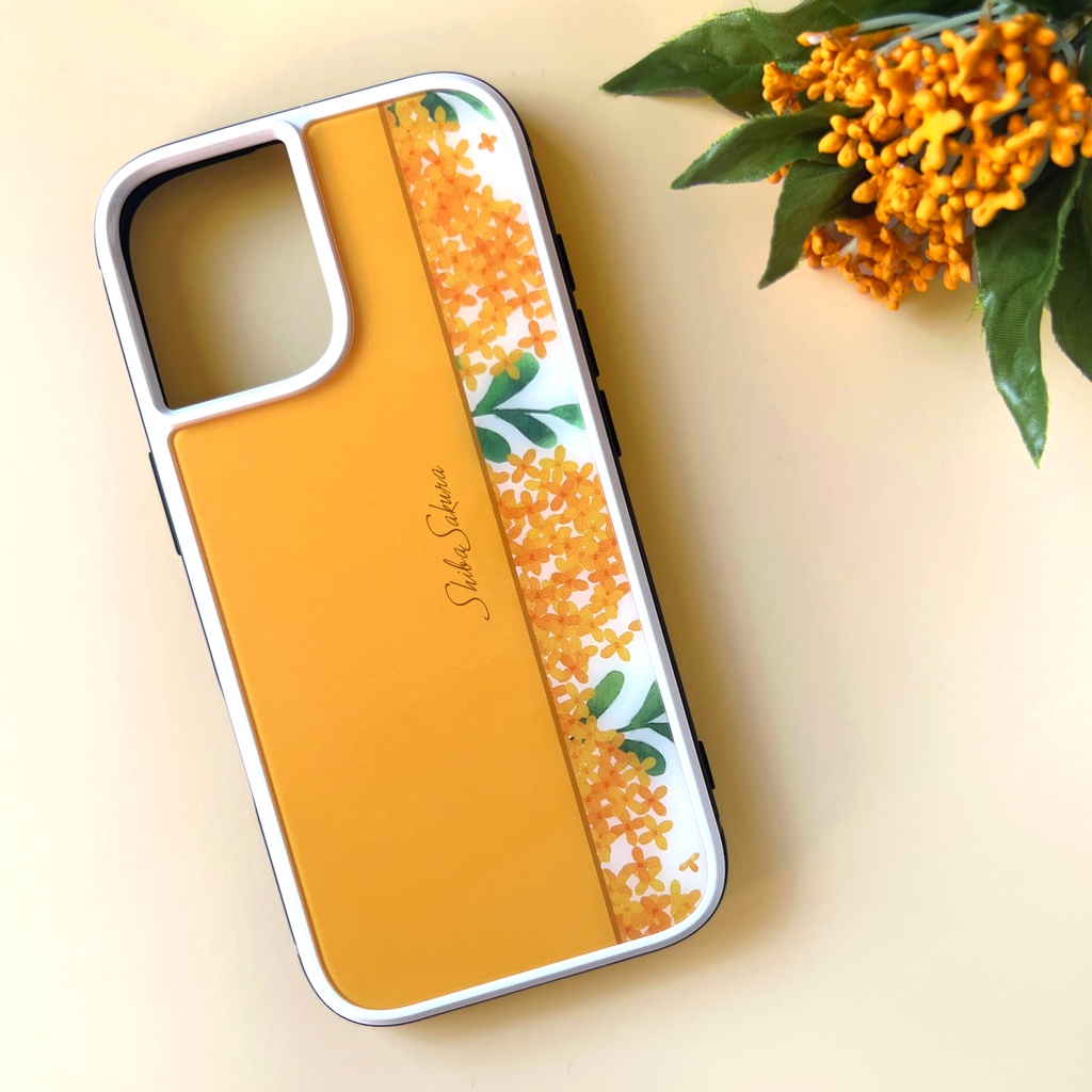 キンモクセイのスマホケース （強化ガラス/薄橙） iPhone17 Air iphone16e iphone14 金木犀 花 スマホケース iphone15