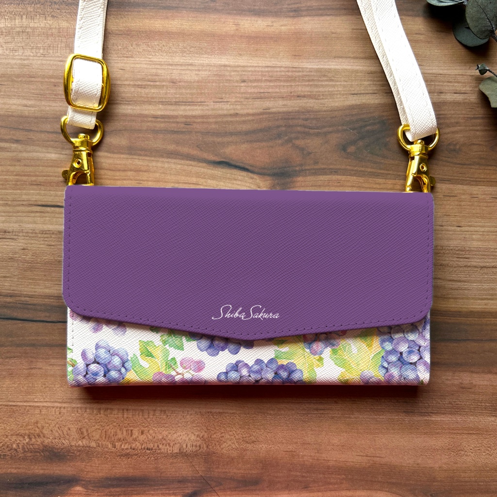 ぶどうの三つ折り手帳型スマホケース(ピオーネ) スマホケース iphone Android ぶどう 秋 iphone16 iphone15 iPhone16e