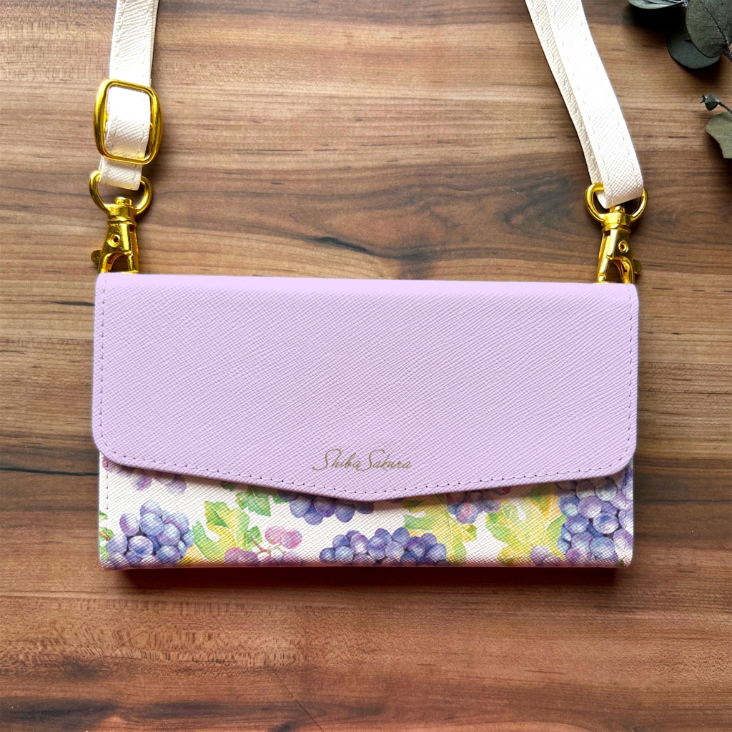 ぶどうの三つ折り手帳型スマホケース(クイーンニーナ) スマホケース iphone Android ぶどう 秋 iphone16 iphone15 iPhone16e