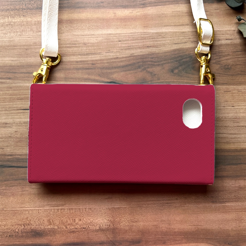 秋バラとコスモスの三つ折り手帳型スマホケース(レッド) 全機種対応 スマホケース iphone Android iphone16 iphone15 iPhone16e