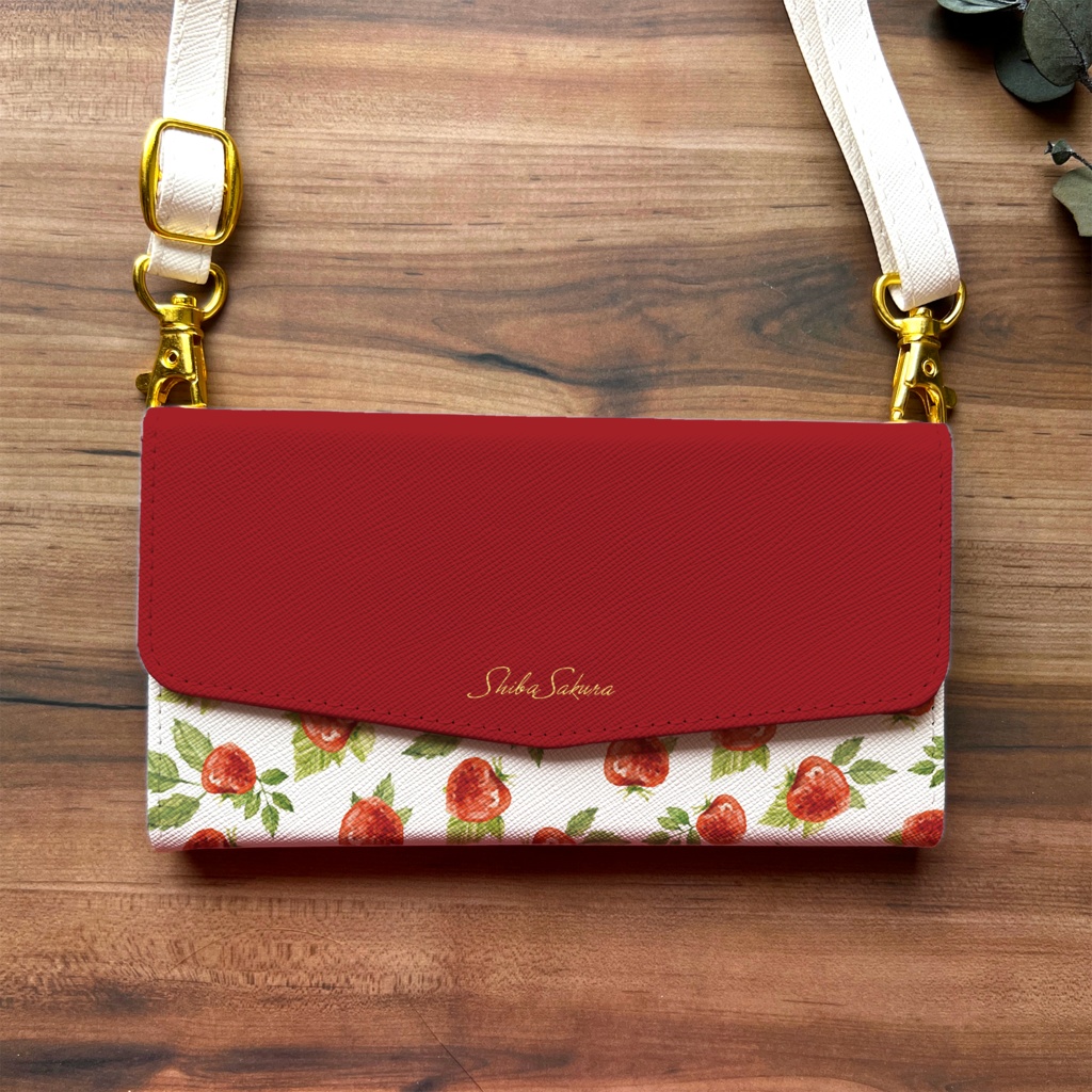 ワイルドストロベリーの三つ折り手帳型スマホケース 全機種対応 スマホケース iphone Android いちご iphone16 iphone15 iPhone16e