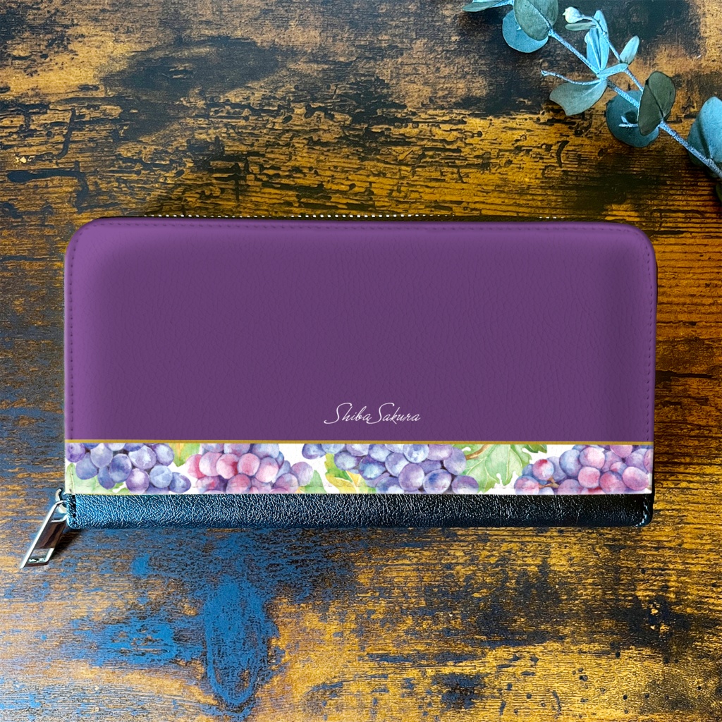秋のぶどうの長財布(ピオーネ) 財布 長財布 秋 ぶどう