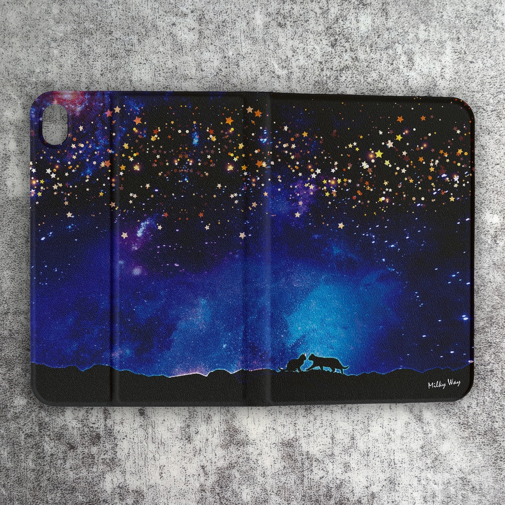 星空デートな猫のiPadケース 猫 黒猫 可愛い 宇宙 メンズ ipadケース タブレットケース