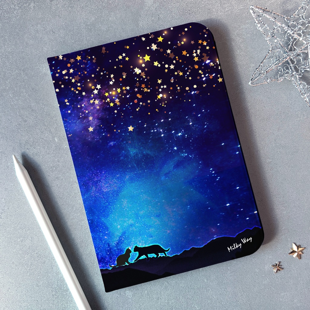 星空デートな猫のiPadケース 猫 黒猫 可愛い 宇宙 メンズ ipadケース タブレットケース
