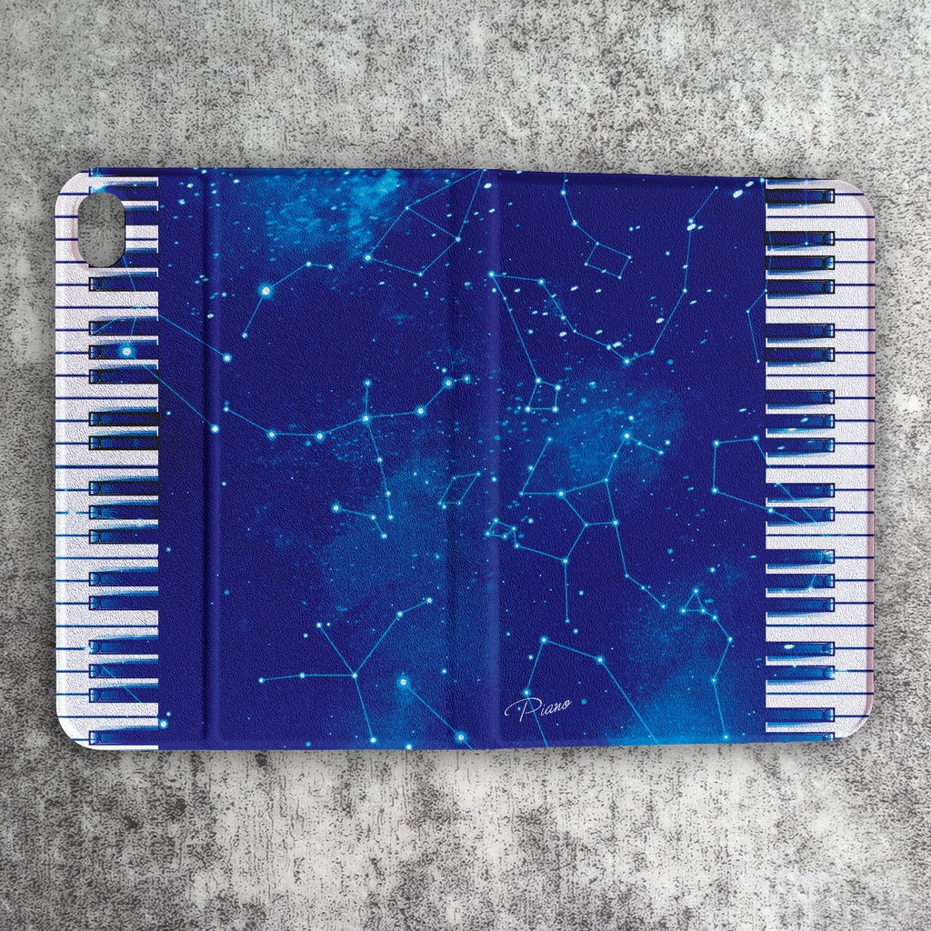 宇宙とピアノのiPadケース ピアノ 銀河 可愛い 宇宙 メンズ ipadケース タブレットケース