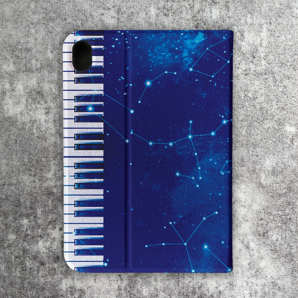 宇宙とピアノのiPadケース ピアノ 銀河 可愛い 宇宙 メンズ ipadケース タブレットケース