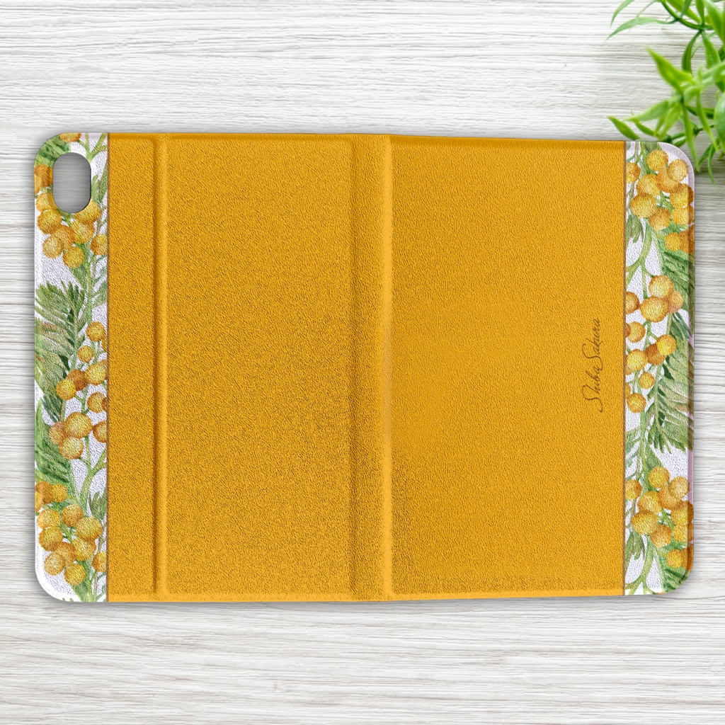 ミモザのiPadケース(ウォームオレンジ) ミモザ 花 ipadケース タブレットケース カバー