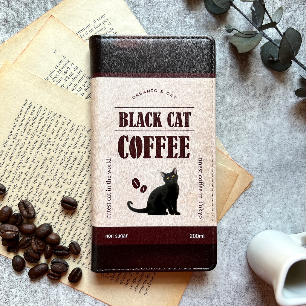 本と珈琲と黒猫さん ピンバッジ 猫 ネコ ねこ - ブローチ