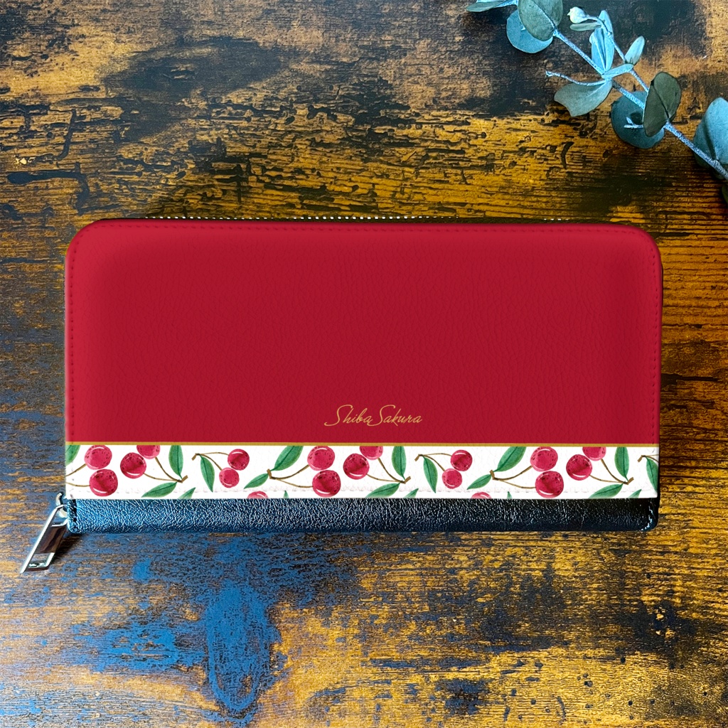 チェリーの長財布(レッド) さくらんぼ チェリー 財布 長財布
