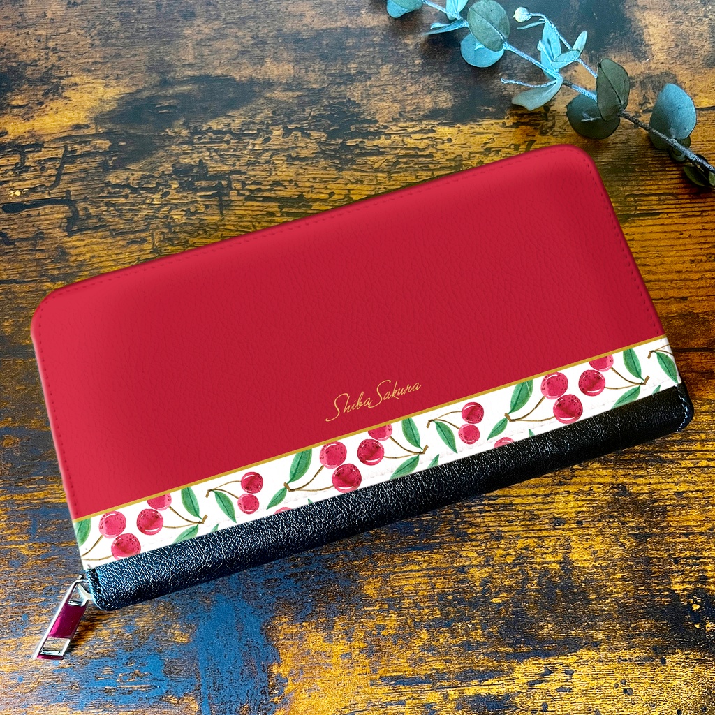 チェリーの長財布（レッド） さくらんぼ チェリー 財布 長財布