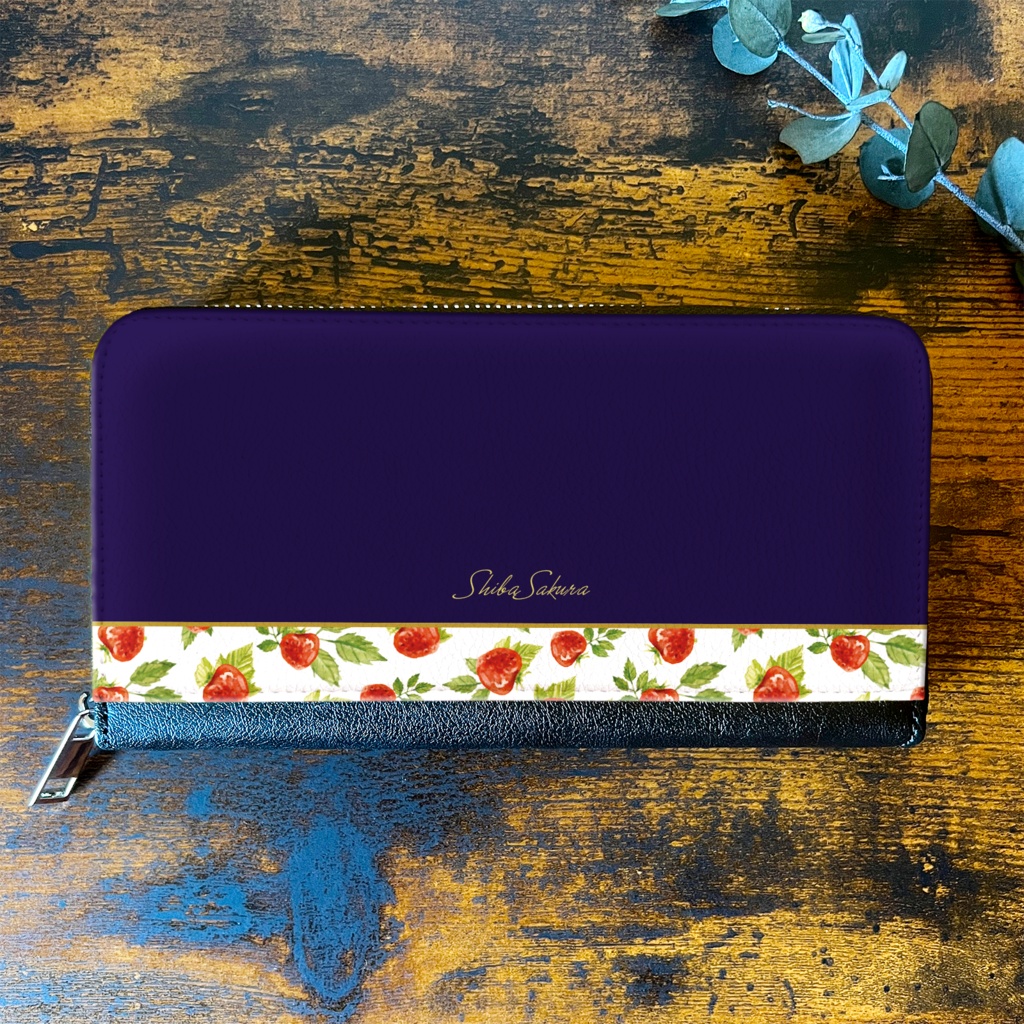 ワイルドストロベリーの長財布(ネイビー) いちご ストロベリー 財布 長財布