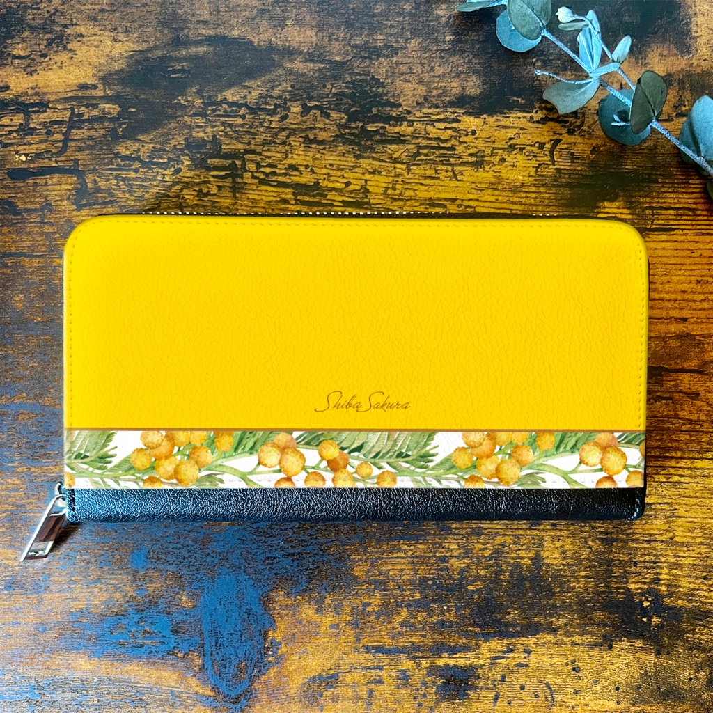 春のミモザの長財布(イエロー) ミモザ 花 財布 長財布