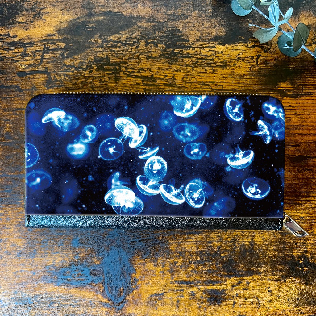 きらきらクラゲの長財布 宇宙 海 クラゲ メンズ 星 銀河 財布 長財布