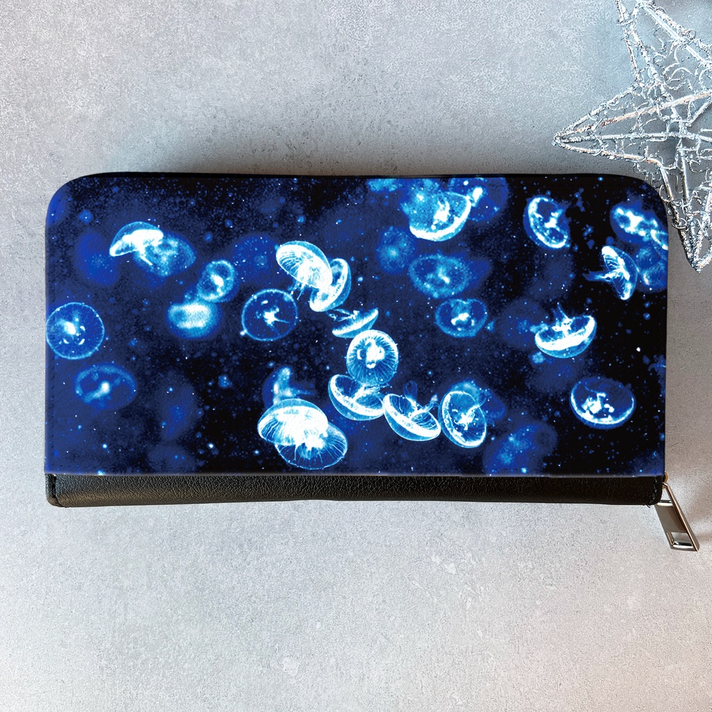 きらきらクラゲの長財布 宇宙 海 クラゲ メンズ 星 銀河 財布 長財布