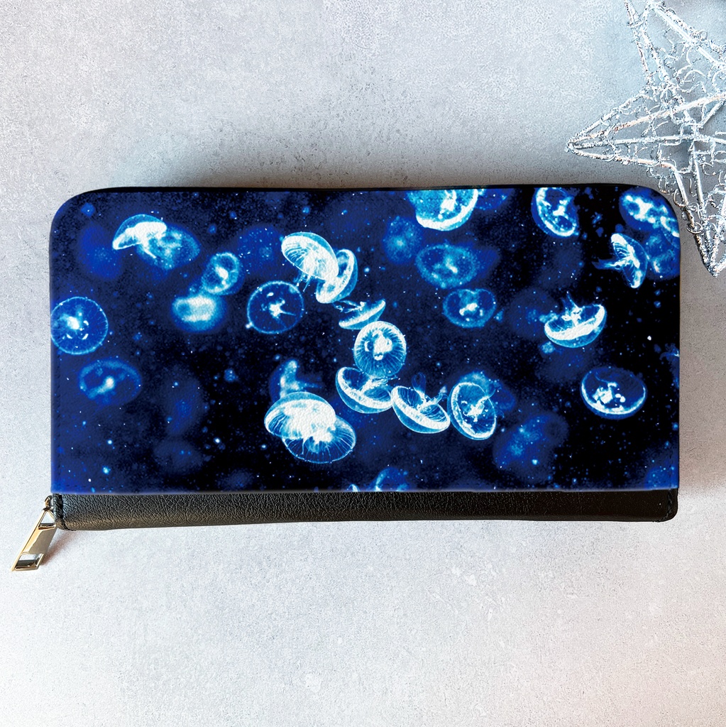 きらきらクラゲの長財布 宇宙 海 クラゲ メンズ 星 銀河 財布 長財布